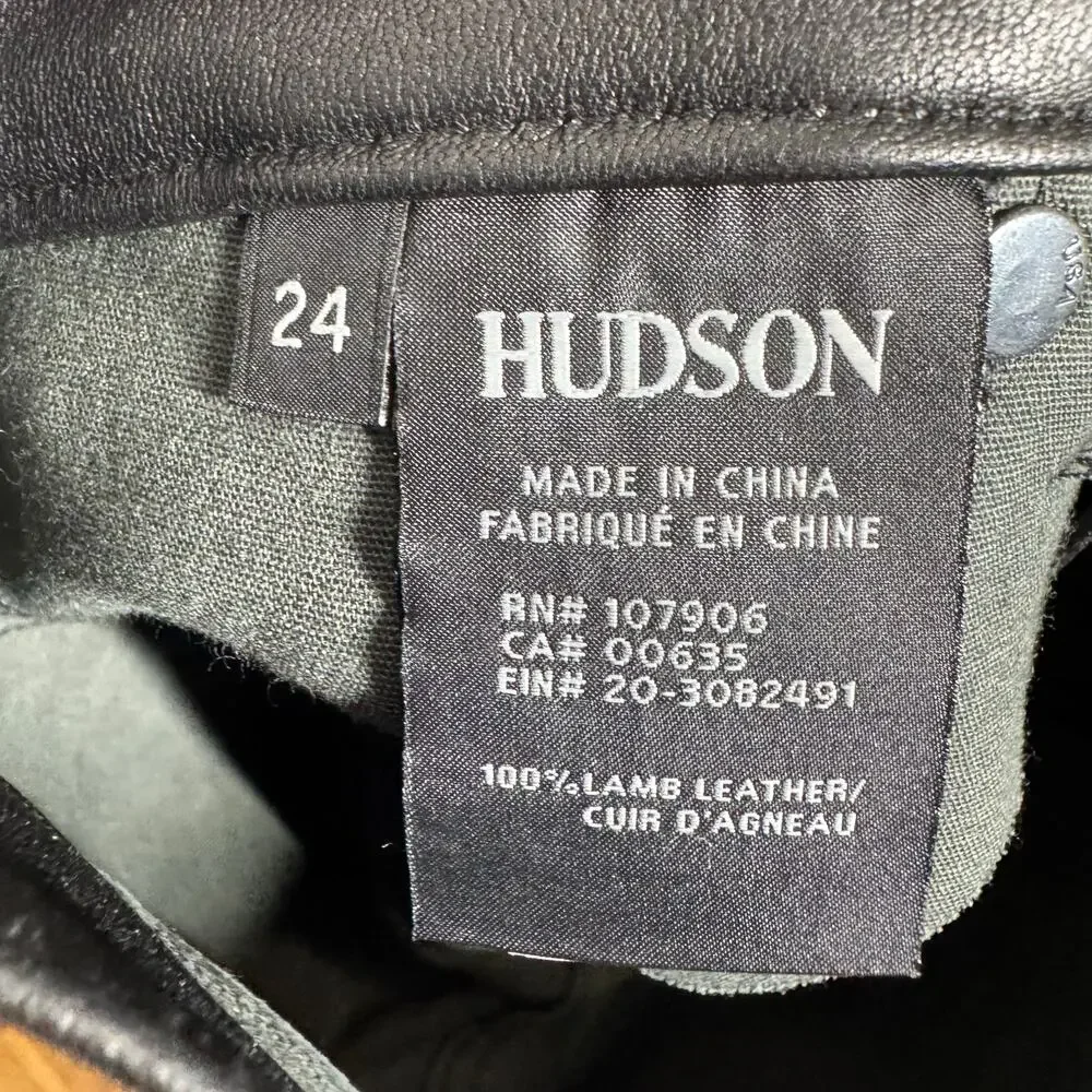 Hudson Jeans Women 24 Nico High Rise Coated Skinny Ankle‎ Jeans Black Moto Goth